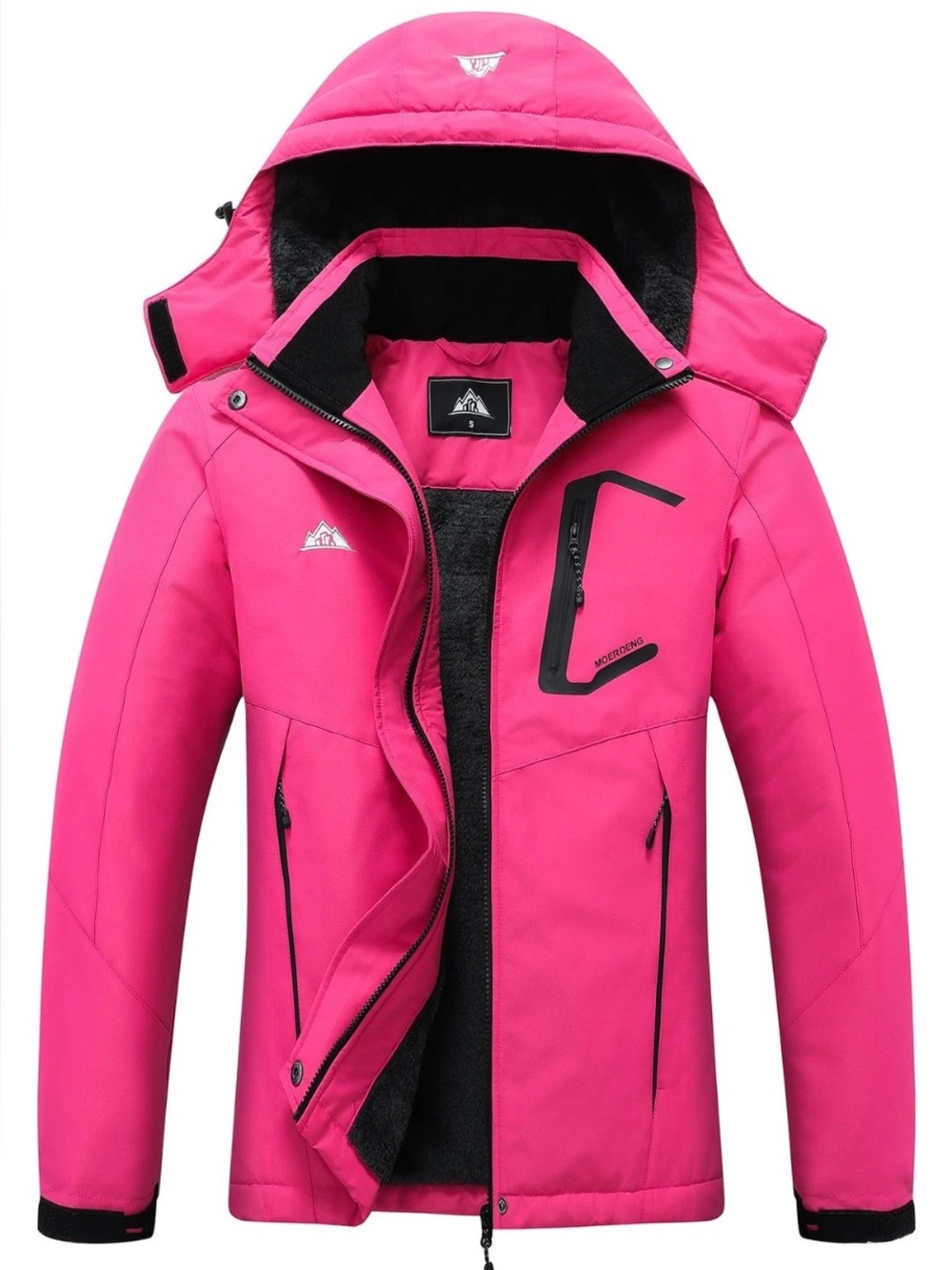 MOERDENG Women's Ski Jacket Waterproof Winter Coat Hooded Snowboarding Jacket
